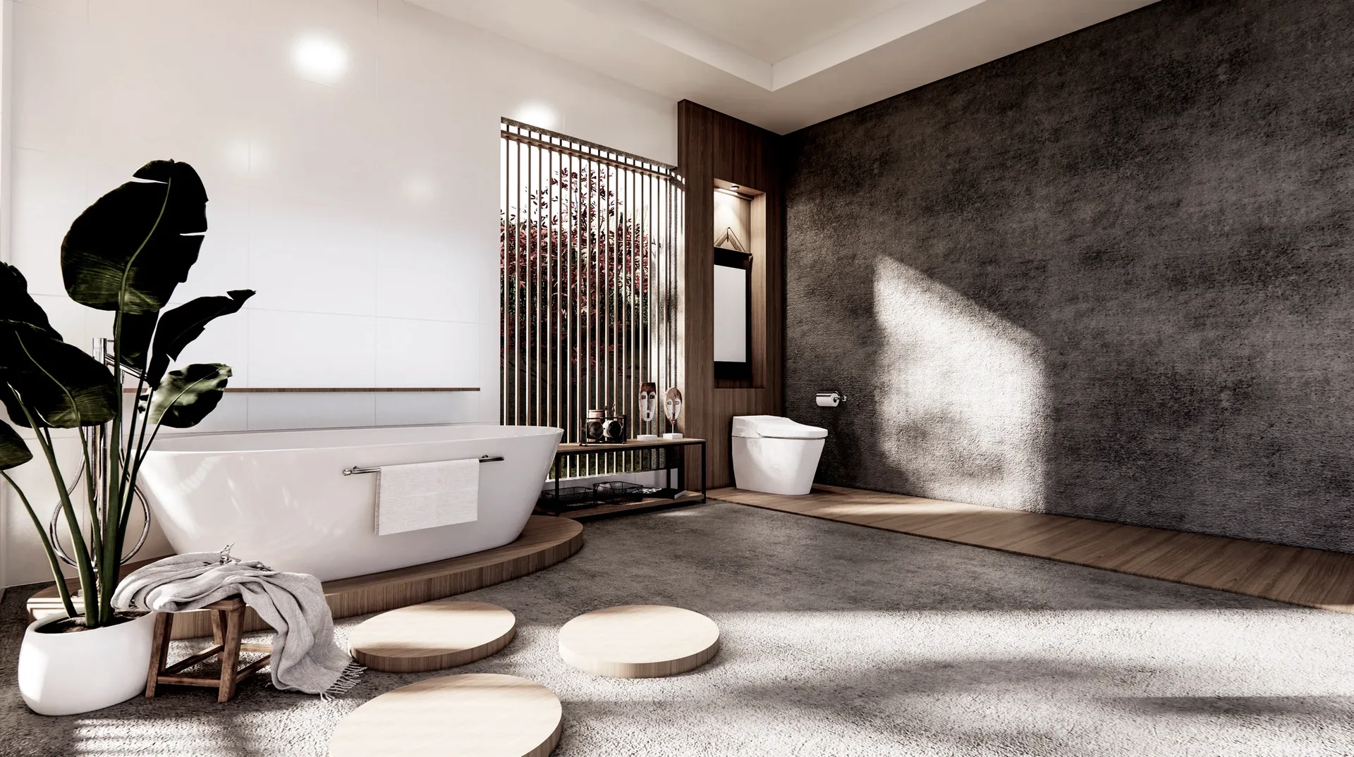 Luxury bathroom with freestanding tub